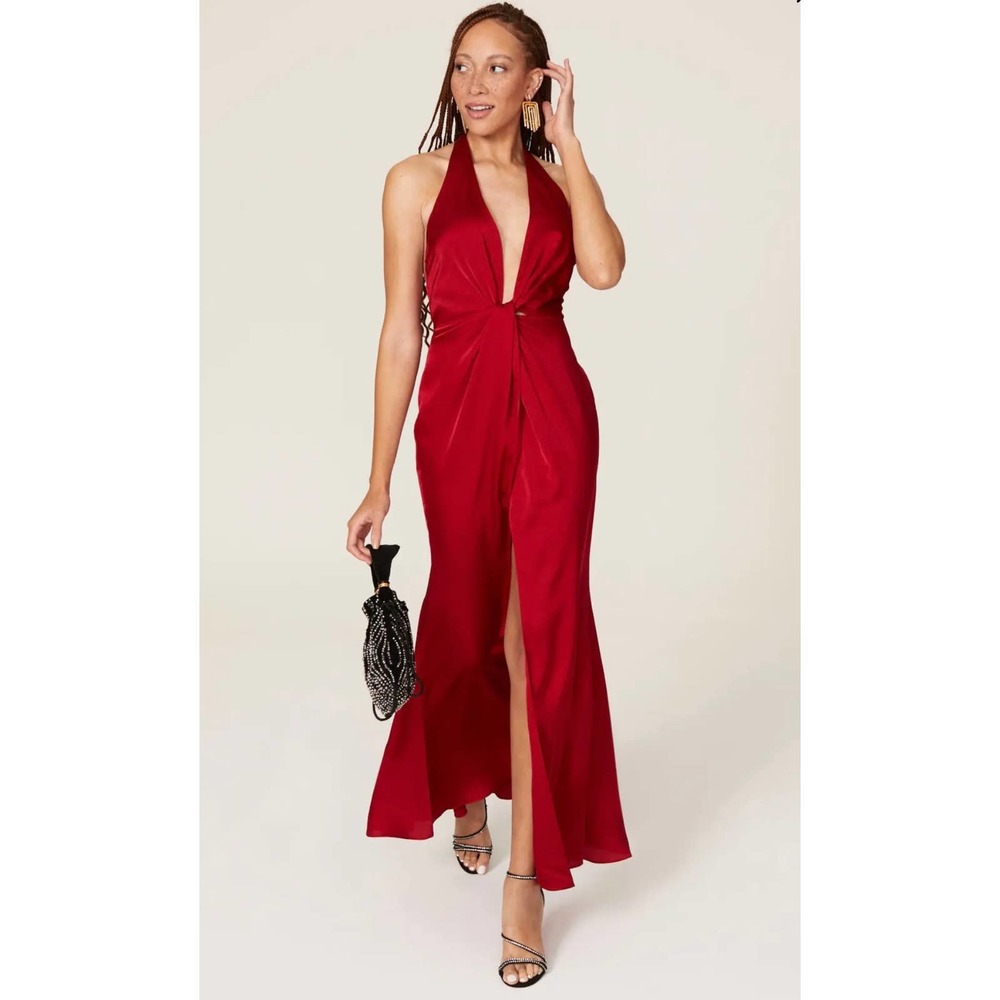 Fame & Partners Vania Plunge Halter Gown size 12